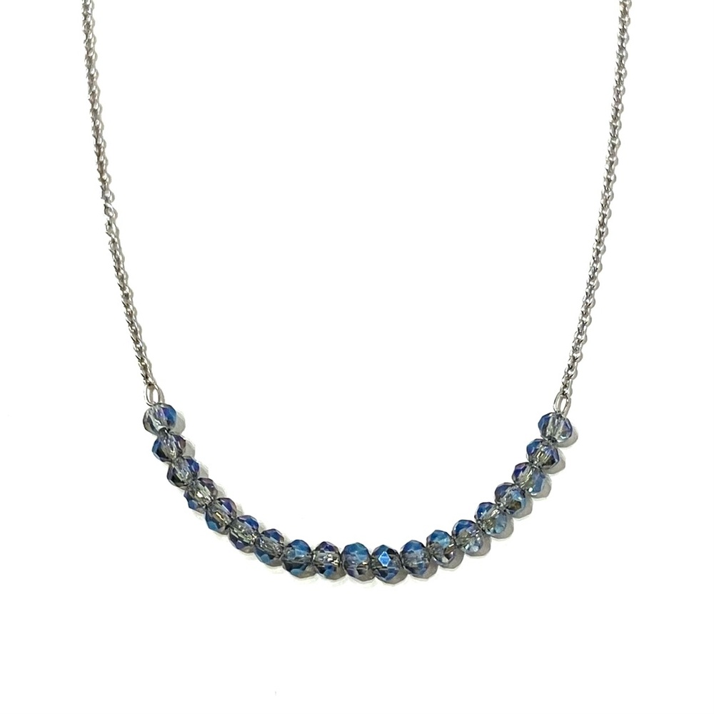 Sterling Silver Dainty Iridescent Crystal Necklace